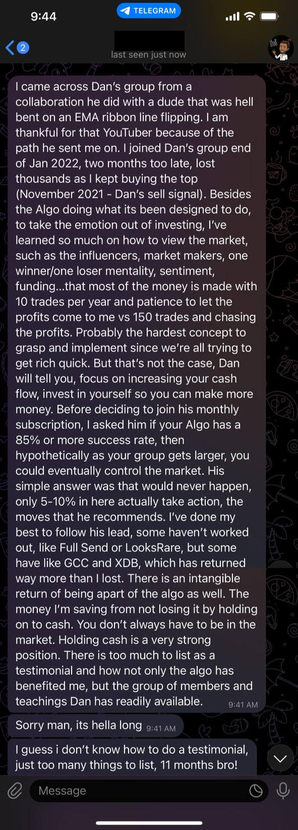 You saved me time and stress from looking at charts all day. 68% profit in less than 2 months. $95,000 in profit